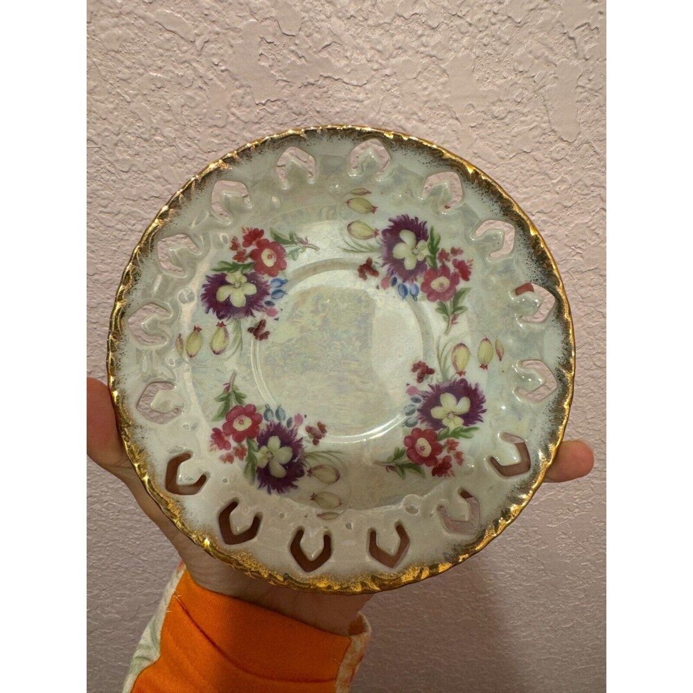 Vintage Floral Saucer With Gold Trim 5 3/4"